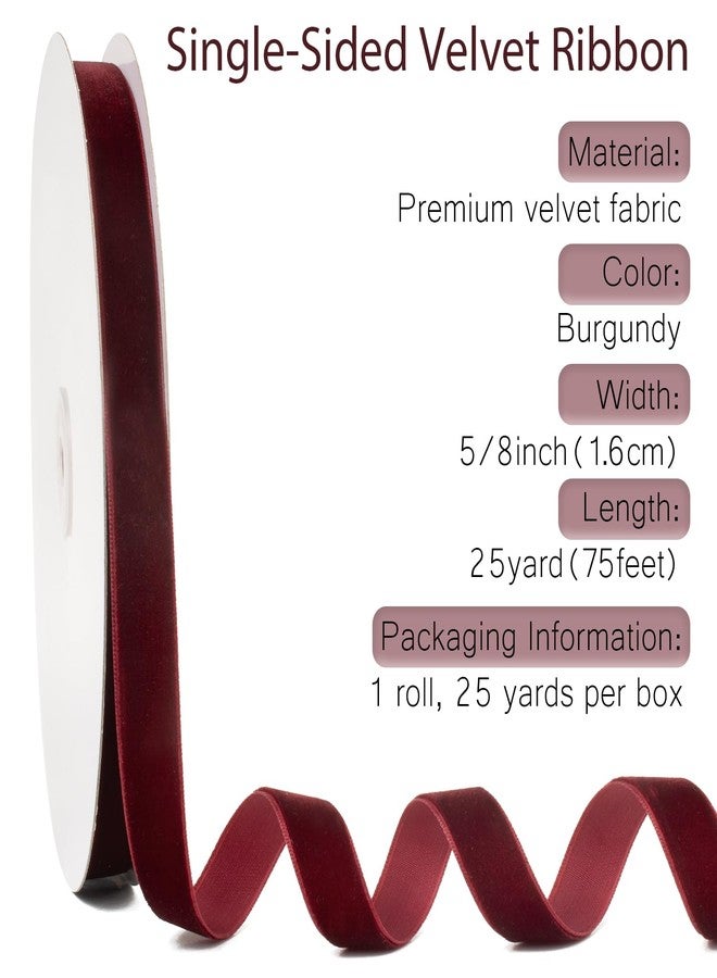 Mlurcu Burgundy Velvet Ribbon 5/8 Inch 25 Yards Vintage Maroon Thin Velvet Ribbon for Christmas Tree Ornaments, Gift Wrapping, Garland & Wreath Bows Making, Sewing Trim, Crafts, Wedding & Home Decor - Image 2